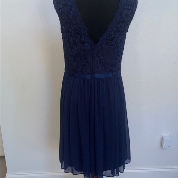 Navy Cap Sleeve David’s Bridal Bridesmaids Dress - Picture 5 of 16